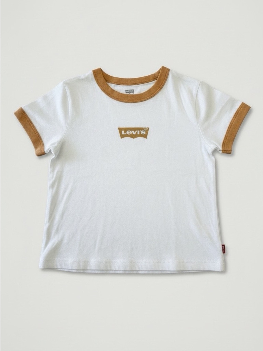 Levi's White T-Shirt with Tan Trim and Logo